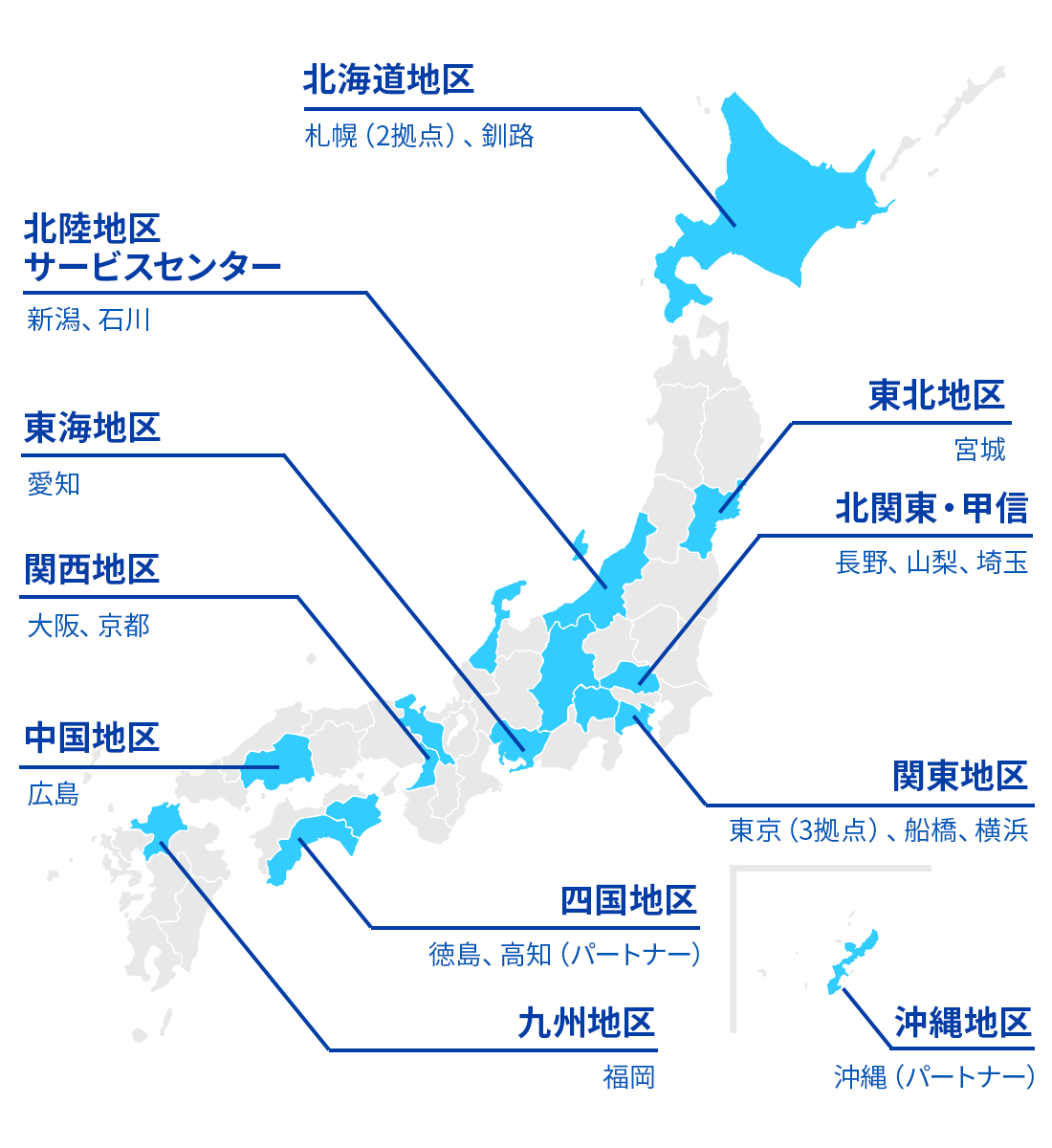 現地でのオンサイトサポートマップ