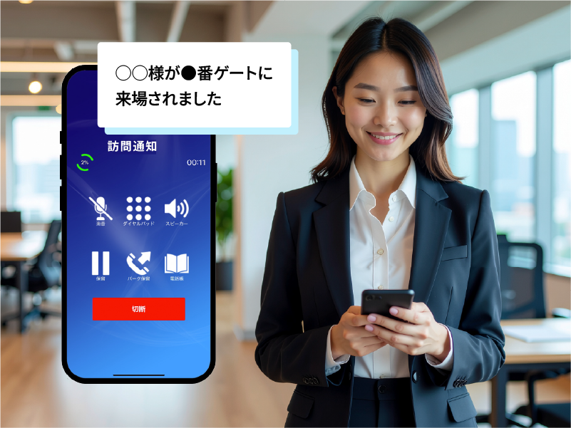 ゲストの来場を担当者のスマホへ着信