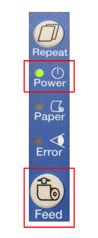 Powerランプ、Feedボタン