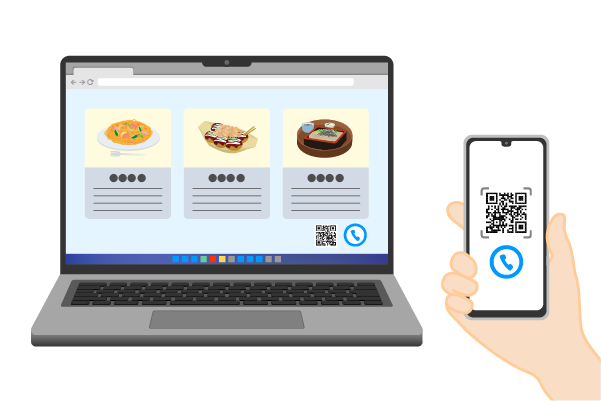 二次元コードやHPのボタンから簡単発信